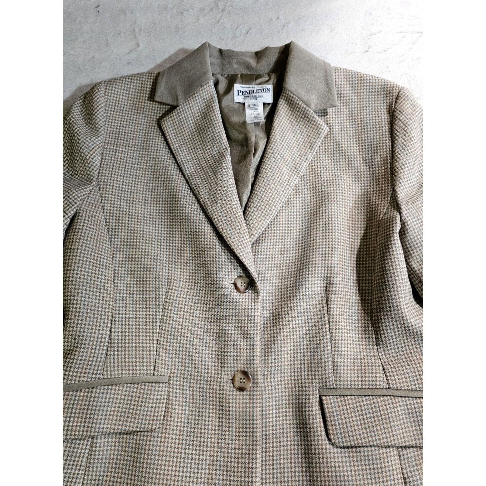 Pendleton VINTAGE Pendleton Petite Virgin Wool Blazer Jacket Women's Size 8 Beige Size L / US 10 / IT 46 - 6 Thumbnail