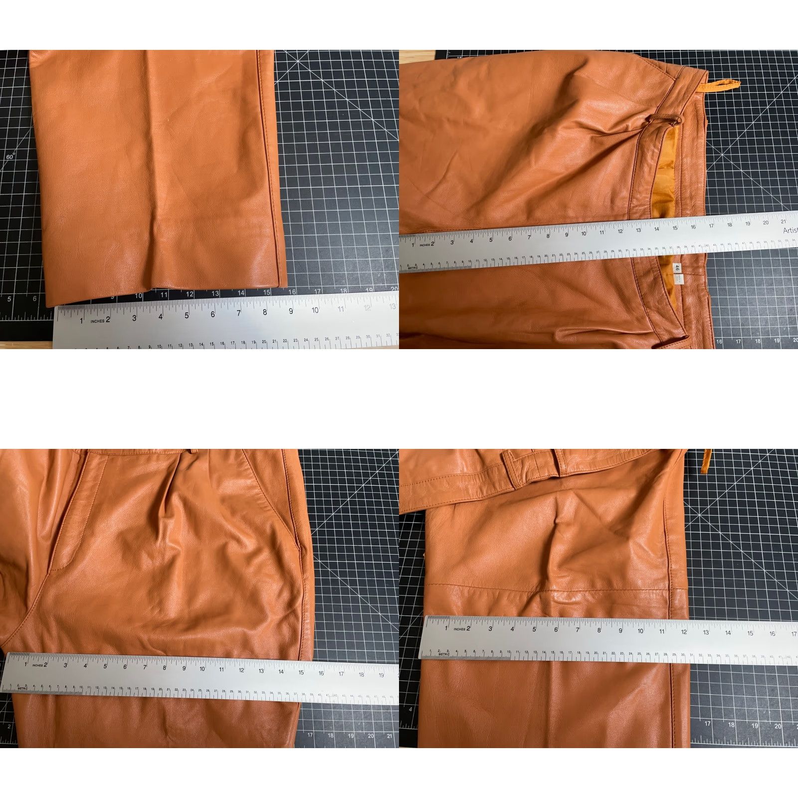 Vintage VINTAGE Man Art Leather Pants 90s Pleated Mens 46 Straight Baggy High Waist Brown Red Unlined 90s Theme Mens Apparel Size US 44 / EU 60 - 8 Thumbnail