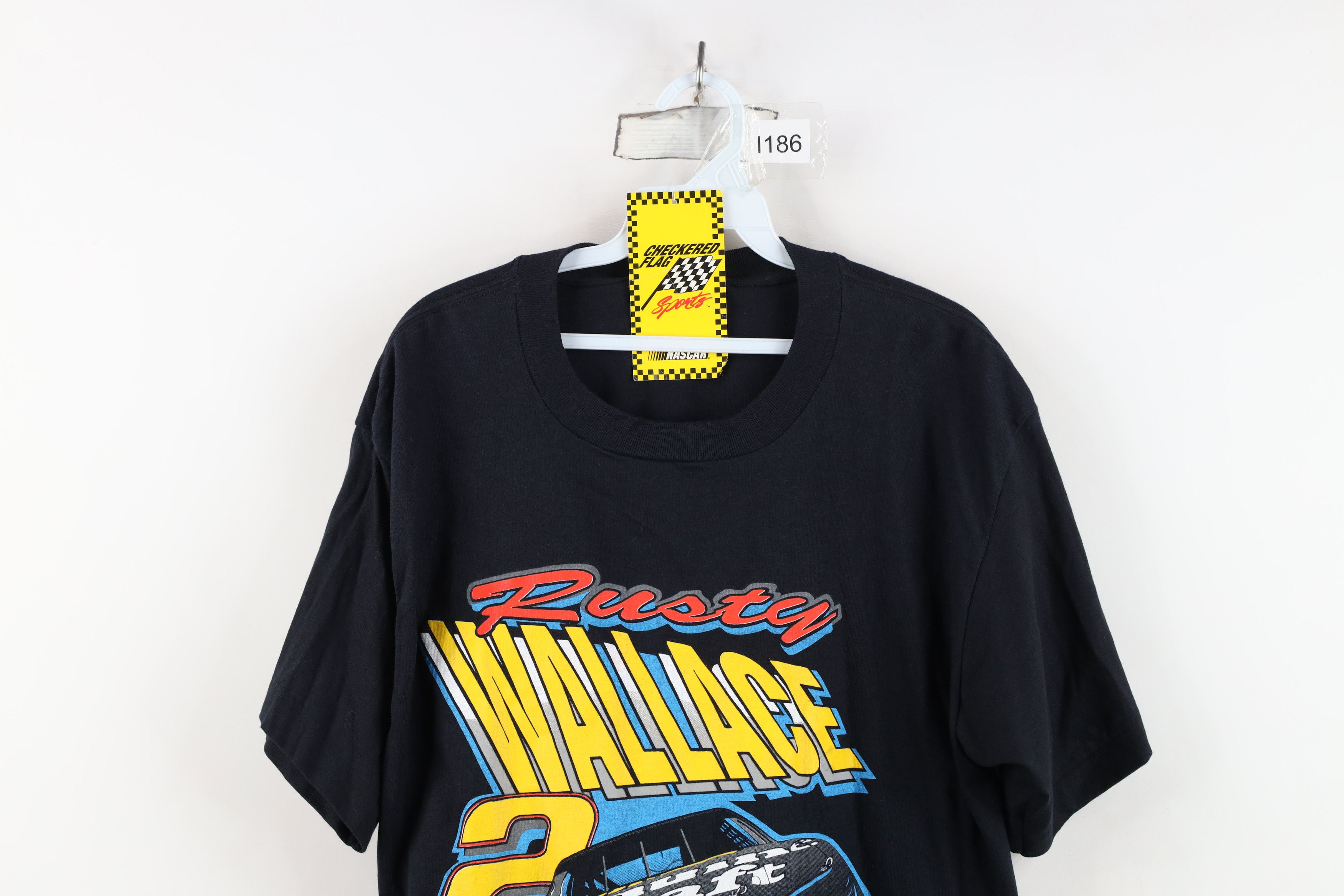 Vintage Deadstock Vintage 90s NASCAR Wallace Racing T-Shirt Black Size US L / EU 52-54 / 3 - 2 Thumbnail