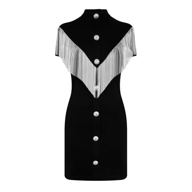 o1g2r1mq0924 Mini Dress in Noir & Argent