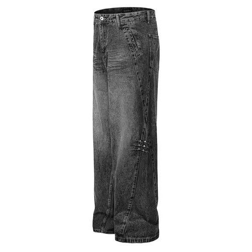 Japanese Brand × Jean Men's high street loose straight washed rivet jeans Size US 32 / EU 48 - 3 Thumbnail