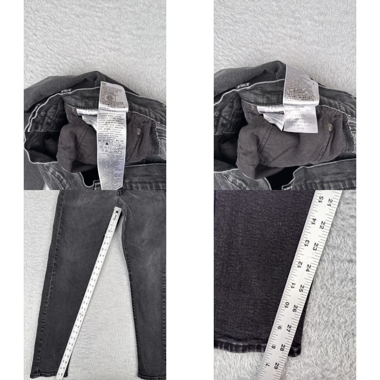 Levi's Levis Premium 512 Jeans Mens 34x32 31x29 Black Slim Tapered Denim Size US 34 / EU 50 - 8 Thumbnail