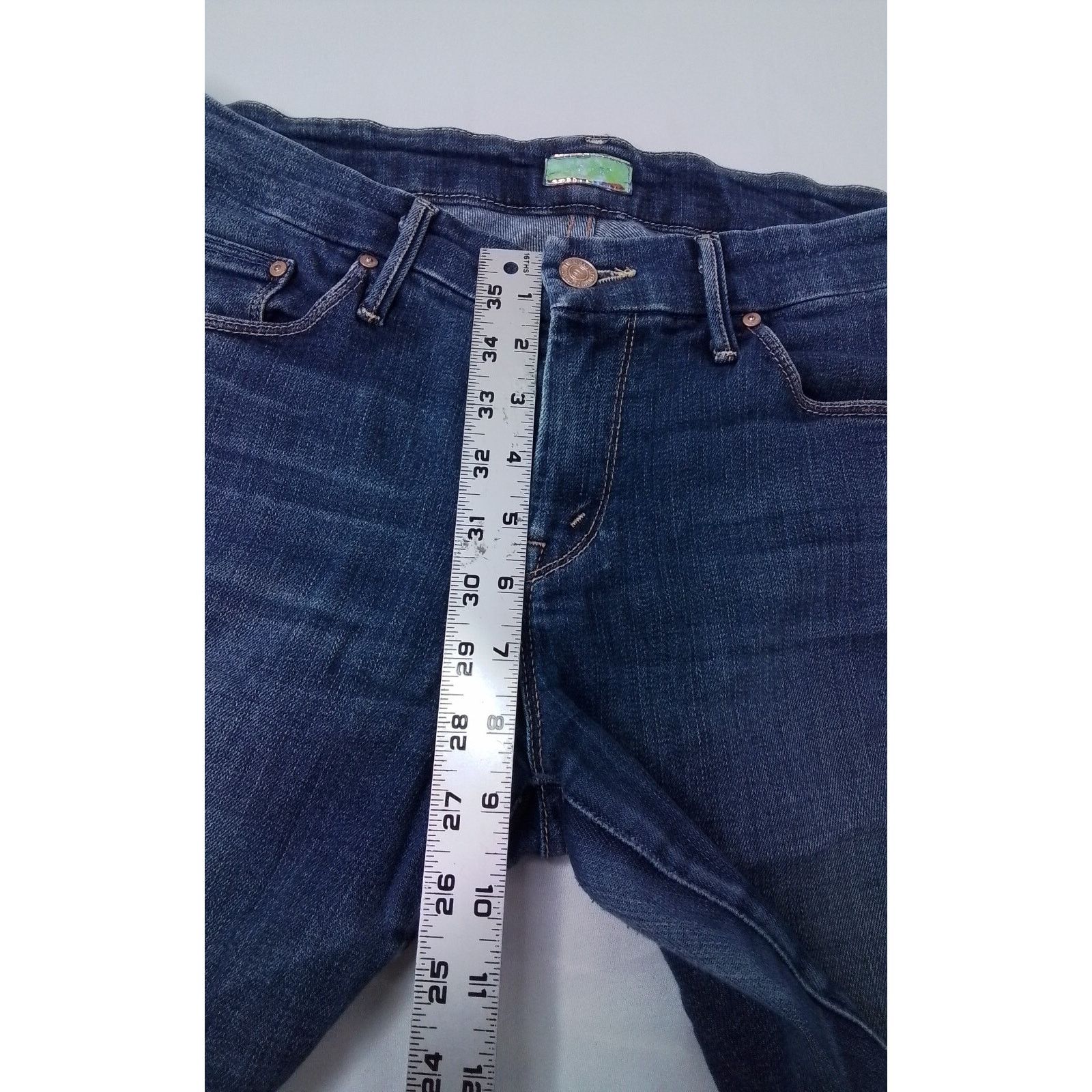 MOTHER Mother Denim Jeans Women's 29 The Looker Ankle Fray Dark Size 29" - 6 Thumbnail