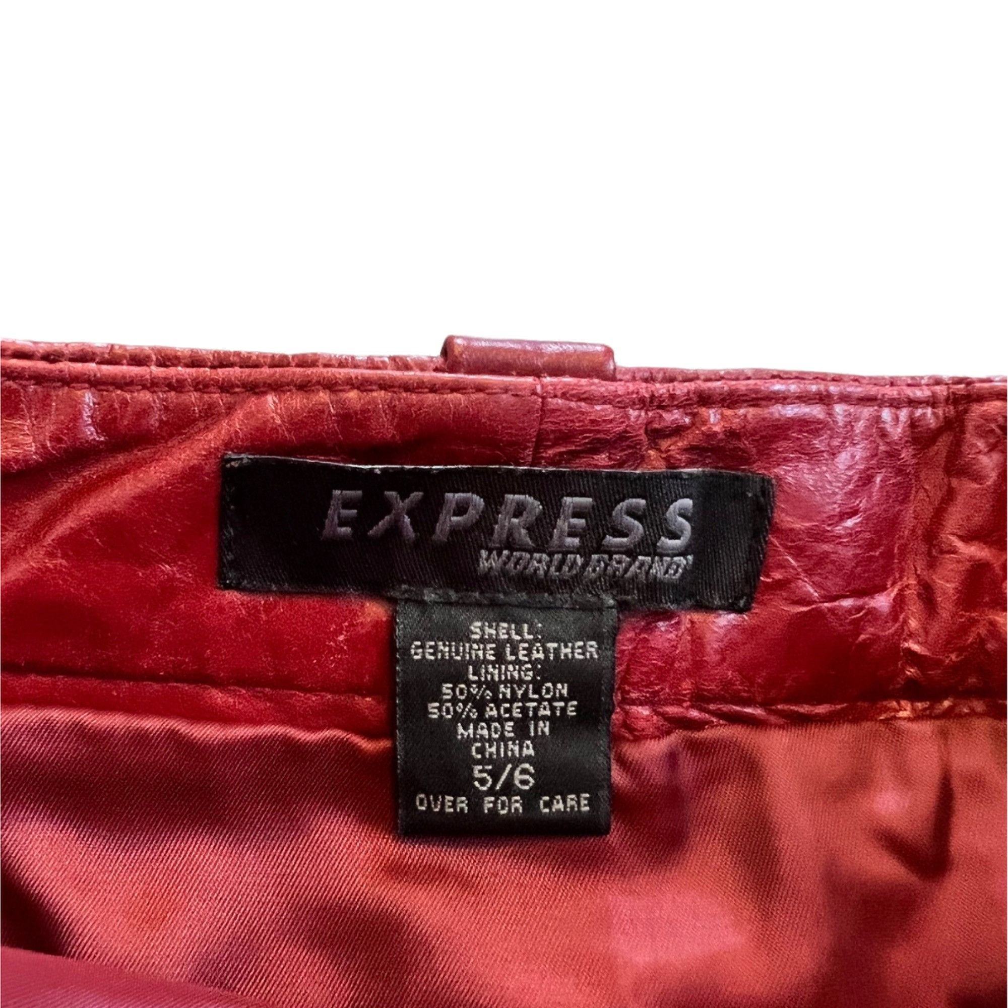 Vintage Vintage Express Cranberry Mini Leather Mini Skirt 5 Size 29" - 4 Thumbnail