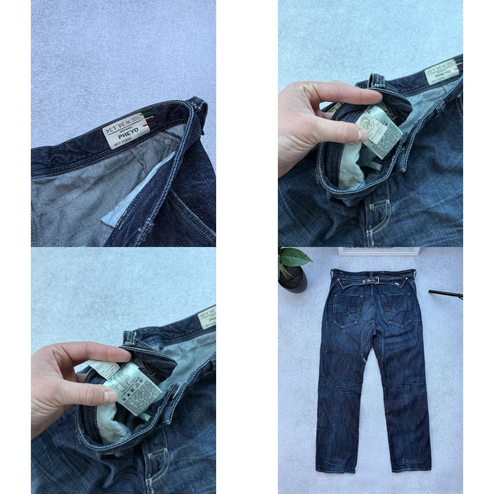 Diesel VINTAGE Diesel Pheyo Jeans Men’s W34 L34 Blue Denim Straight Jeans Size US 34 / EU 50 - 8 Thumbnail