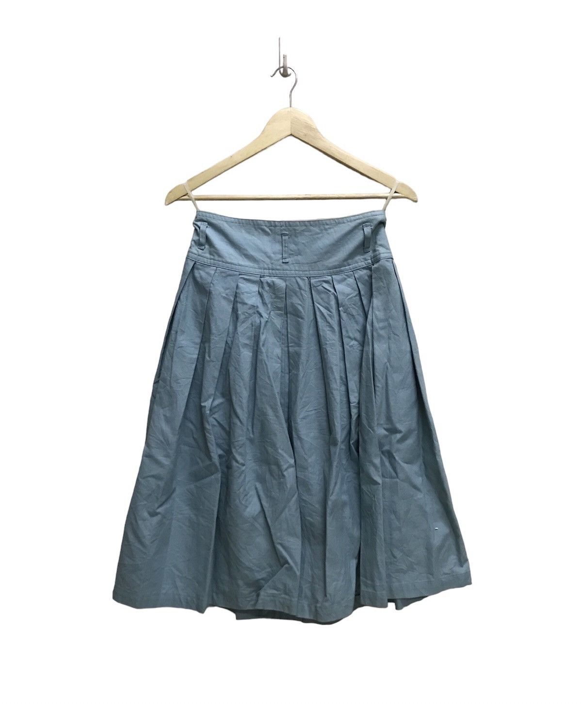 Issey Miyake Vintage Is Issey Sport Denim Button Up Box Pleats Skirt Size 24" / US 00 / IT 34 - 2 Thumbnail