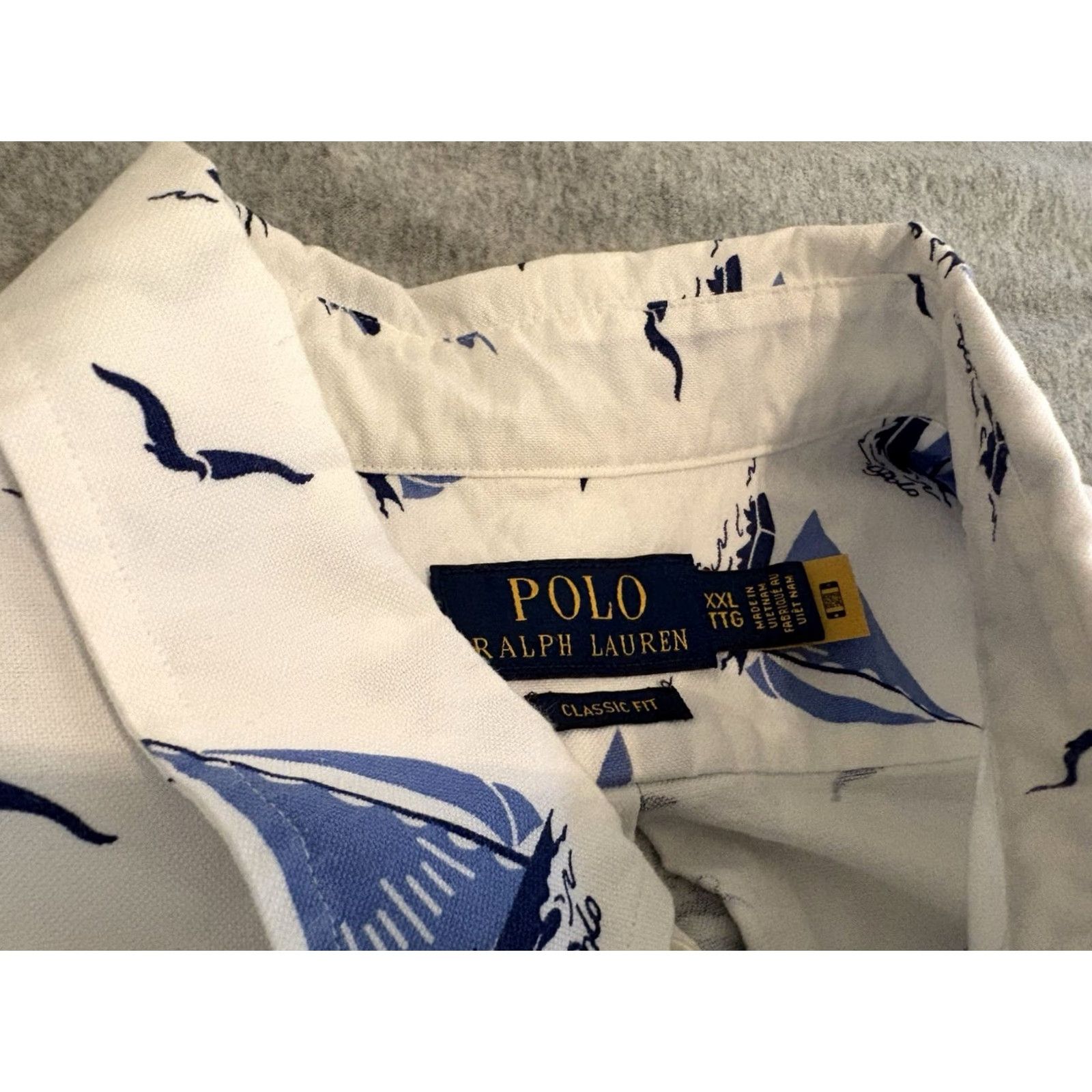 Polo Ralph Lauren Polo Ralph Lauren Short Sleeve Button-Up Shirt Mens 2XL White Beach Nautical Outdoor Sailing Bear Size US XXL / EU 58 / 5 - 3 Thumbnail