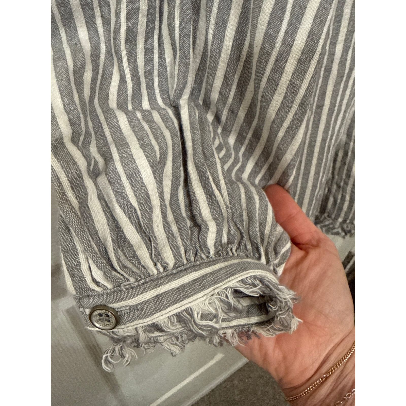 By Together By Together Striped Cotton&Linen Blend Frayed Button Down, S Size S / US 4 / IT 40 - 5 Thumbnail