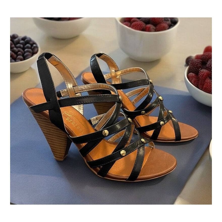Unknown London Matt Bernson slingback Heels Shoes Black Sz 6.5 Leather Size US 6.5 / IT 36.5 - 1 Thumbnail
