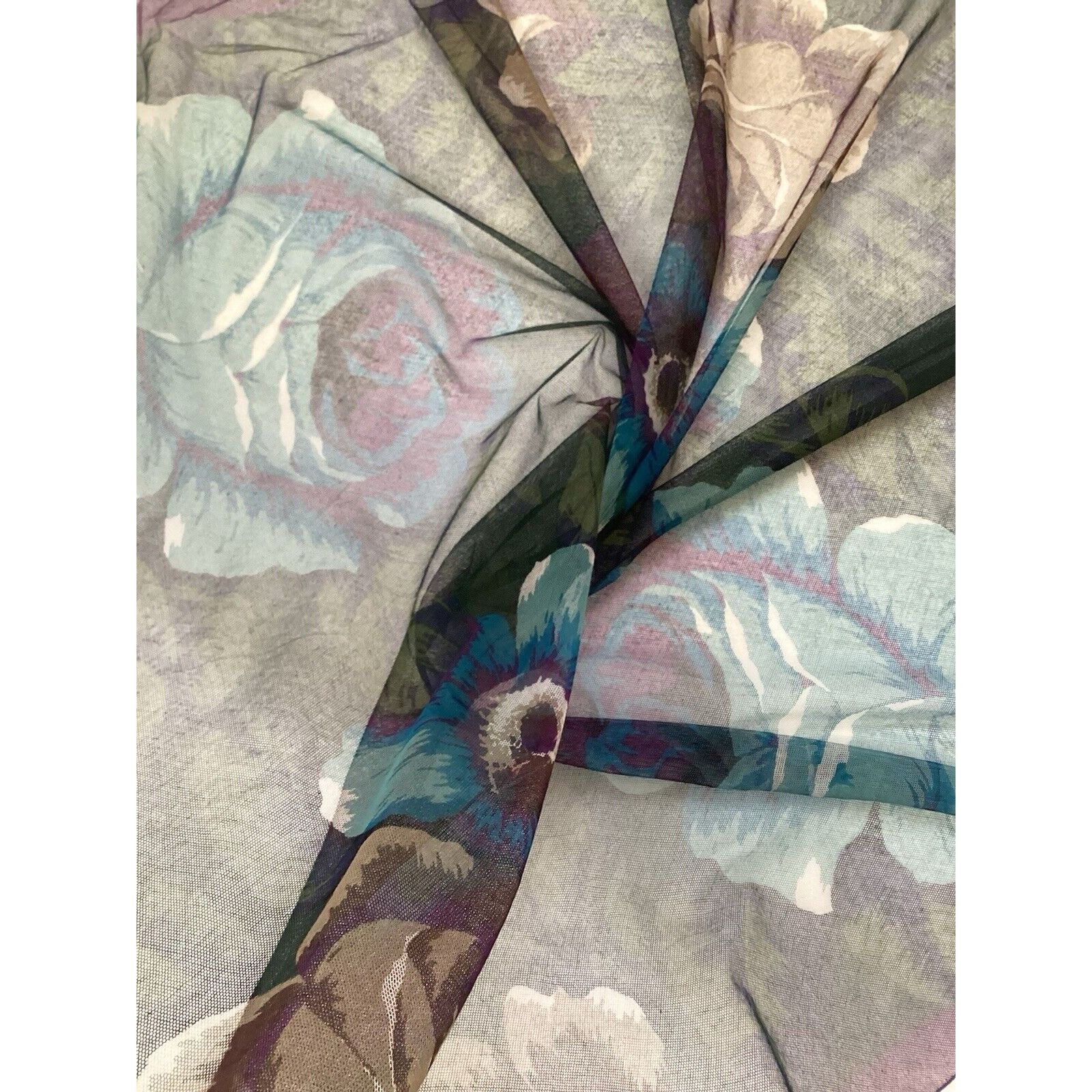 Kenzo KENZO PARIS Purple Green Floral Cotton Veiled Scarf M.In Jap Size ONE SIZE - 5 Thumbnail