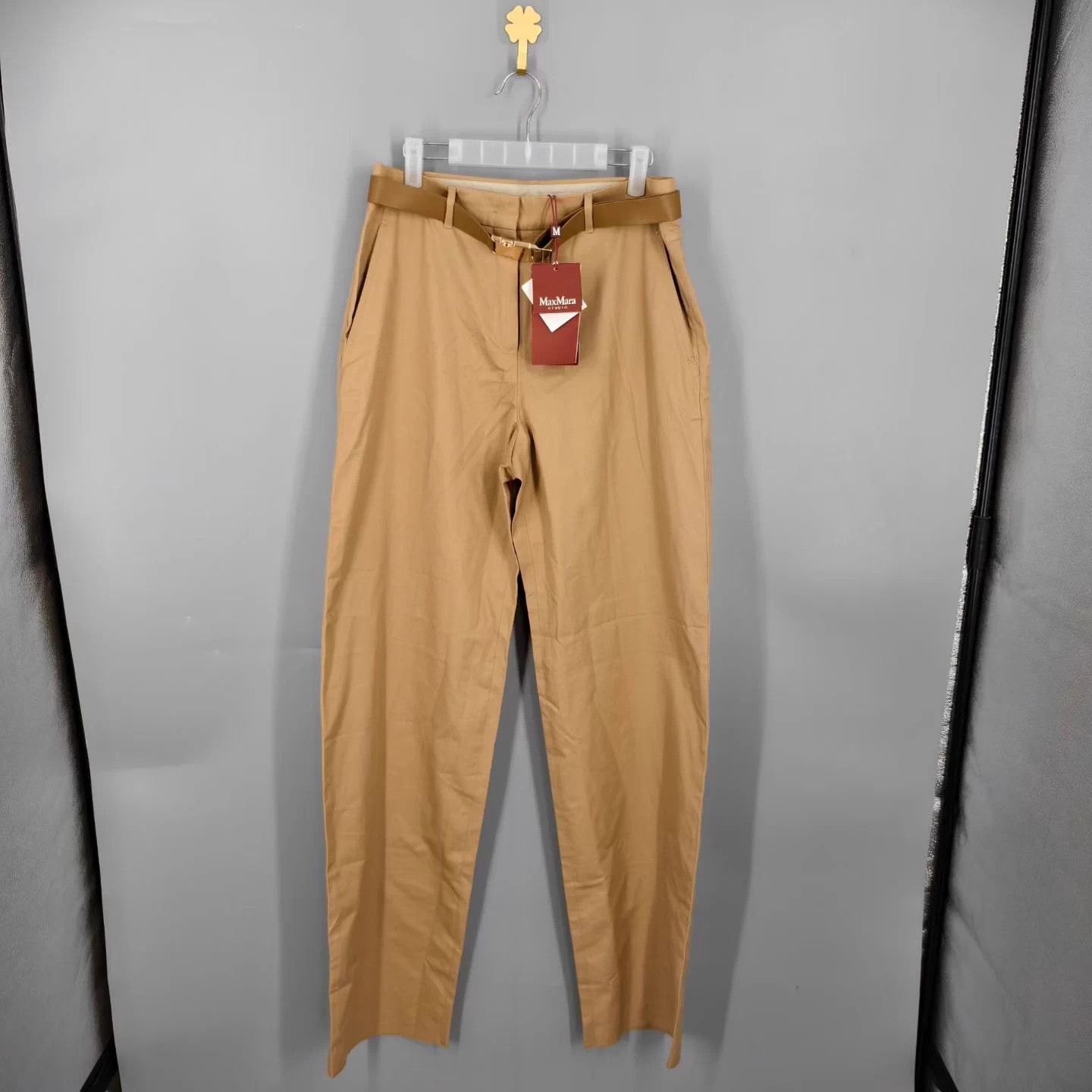 Max Mara MaxMara Bleu Cotton Twill High-Waist Casual Pants Women's 42 Size 30" / US 8 / IT 44 - 1 Thumbnail