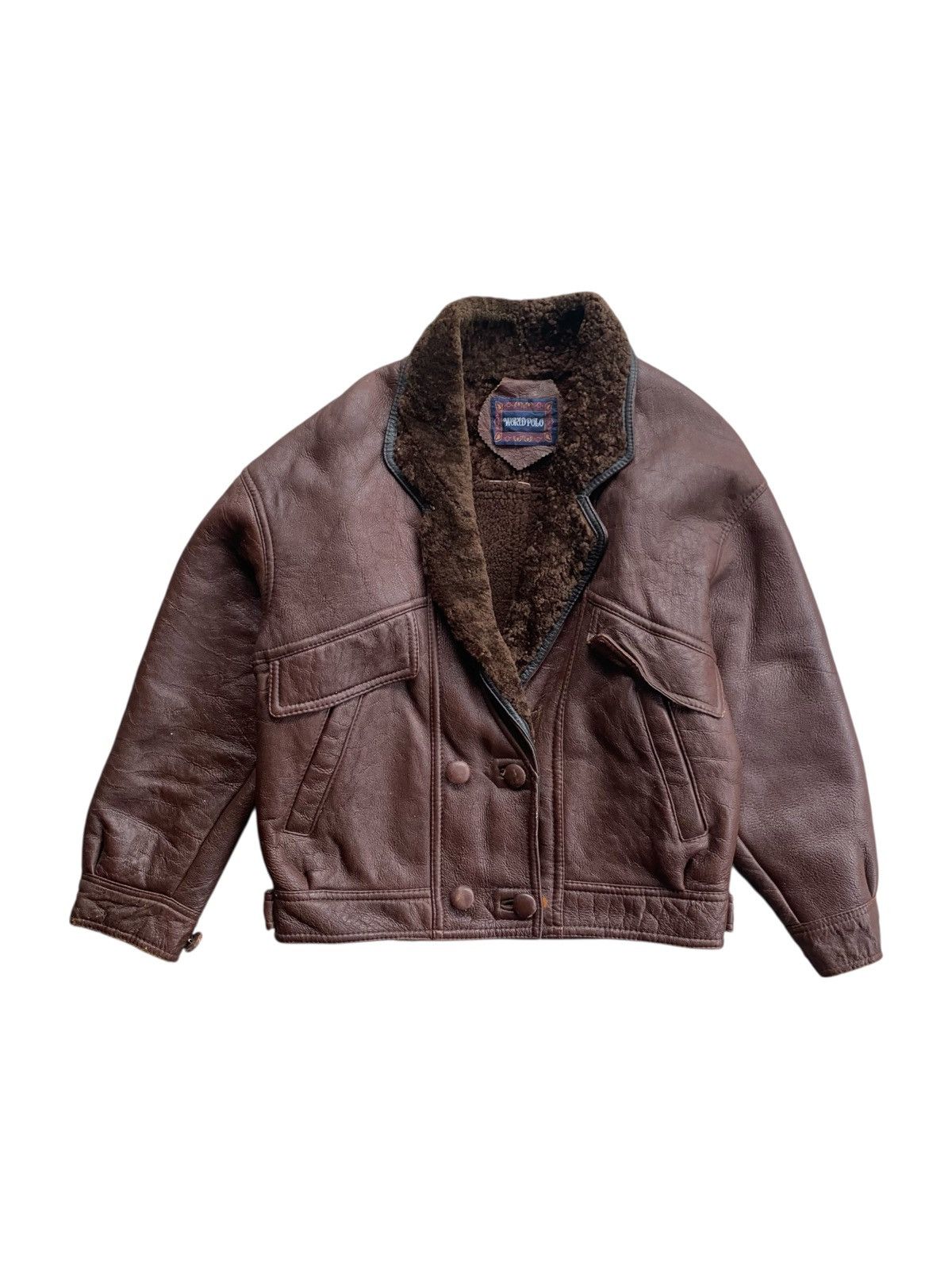 14th Addiction Vintage World Polo Shearling Leather Jacket Size US L / EU 52-54 / 3 - 1 Thumbnail