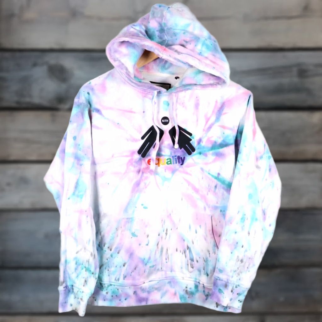 Kith KITH Equality Hoodie Sweatshirt Men's Medium Multicolor Tie Dye Embroidered Heavyweight Cotton Blend Pullover Size US M / EU 48-50 / 2 - 1 Thumbnail