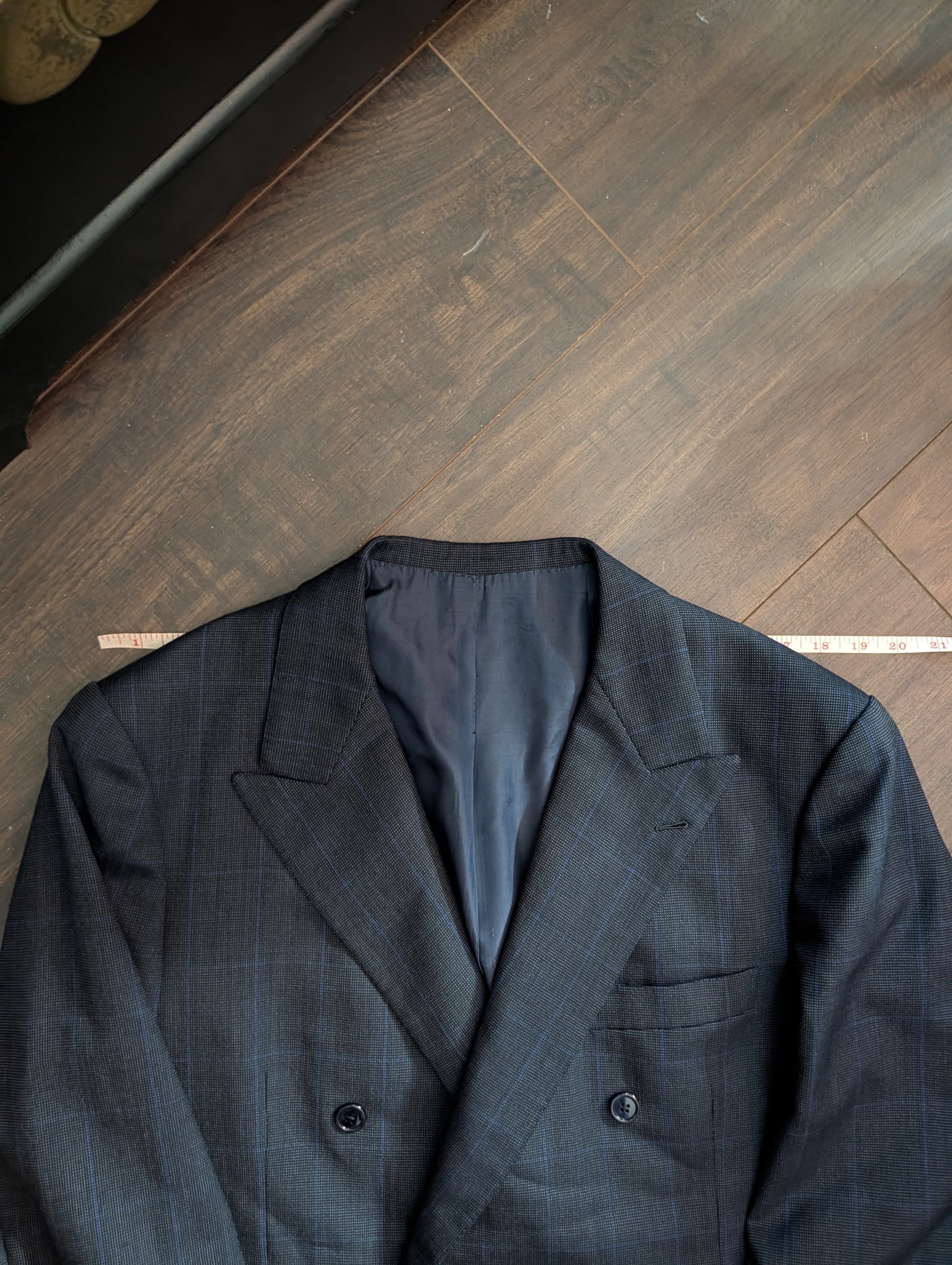 Bespoken NAURA Paris bespoke navy check double breasted jacket Size 44R - 16 Thumbnail