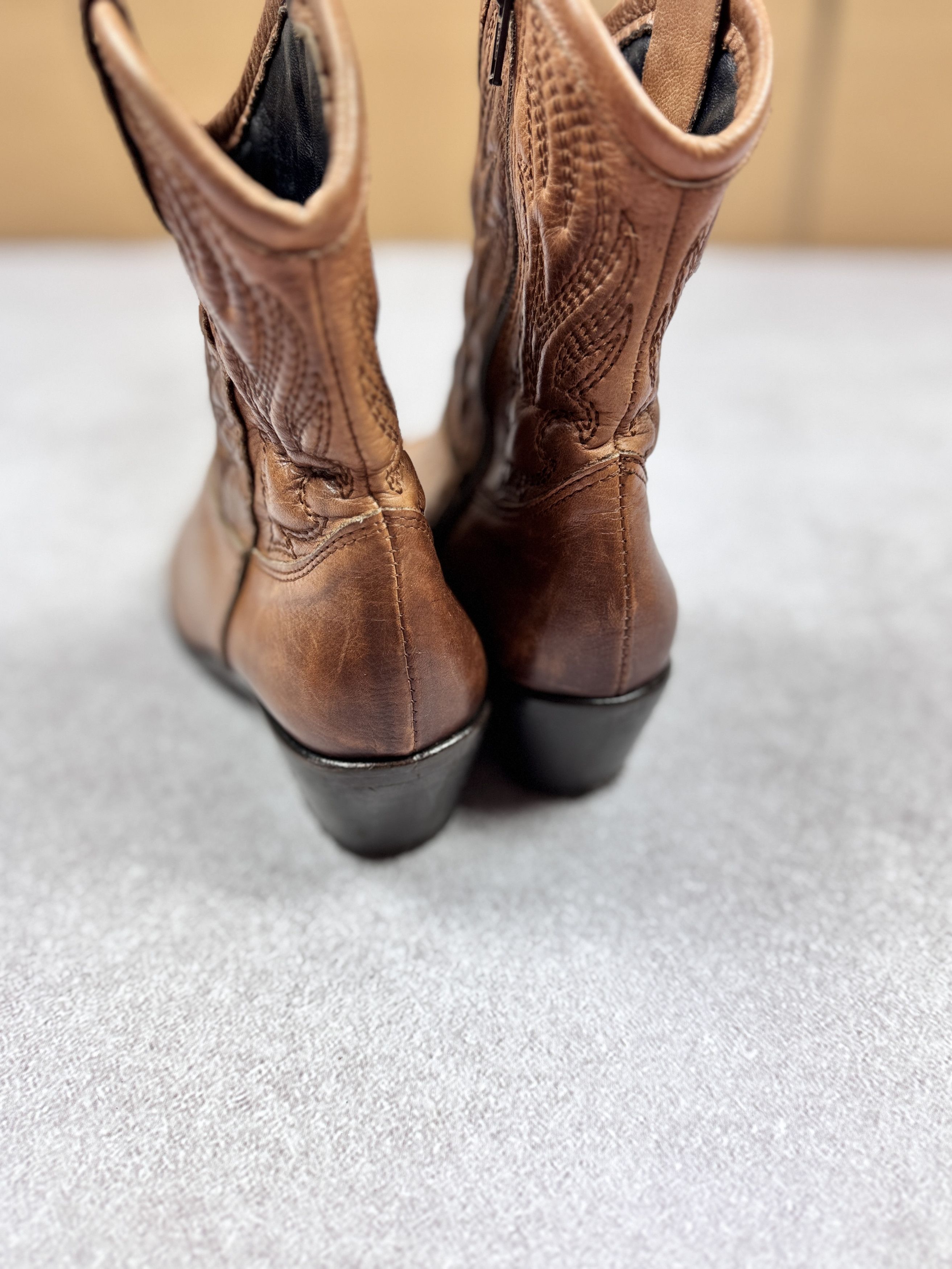 Other Manfield Cowboy Brown Leather Boots Size 38 / 24 cm Size US 8 / IT 38 - 6 Thumbnail