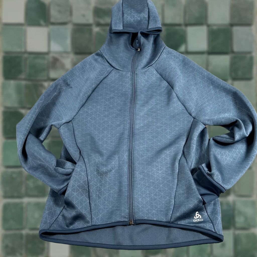Odlo Odlo Jacket Womens XS Blue Geometric Full Zip Hooded Performance Size XS / US 0-2 / IT 36-38 - 1 Thumbnail