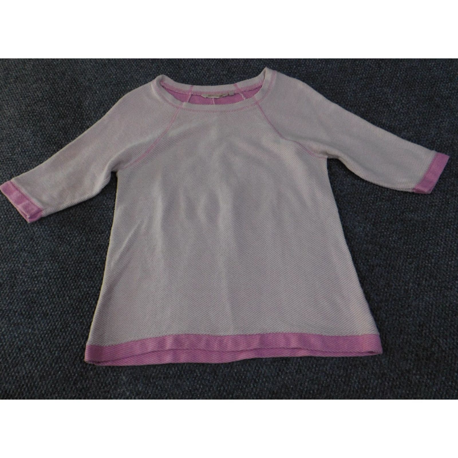 Soft Surroundings Soft Surroundings Sweatshirt Top Womens Medium Pink White 3/4 Sleeve Cotton Knit Casual Pullover Raglan Crew Neck Regular Modern American Boyfriends? Size M / US 6-8 / IT 42-44 - 2 Thumbnail