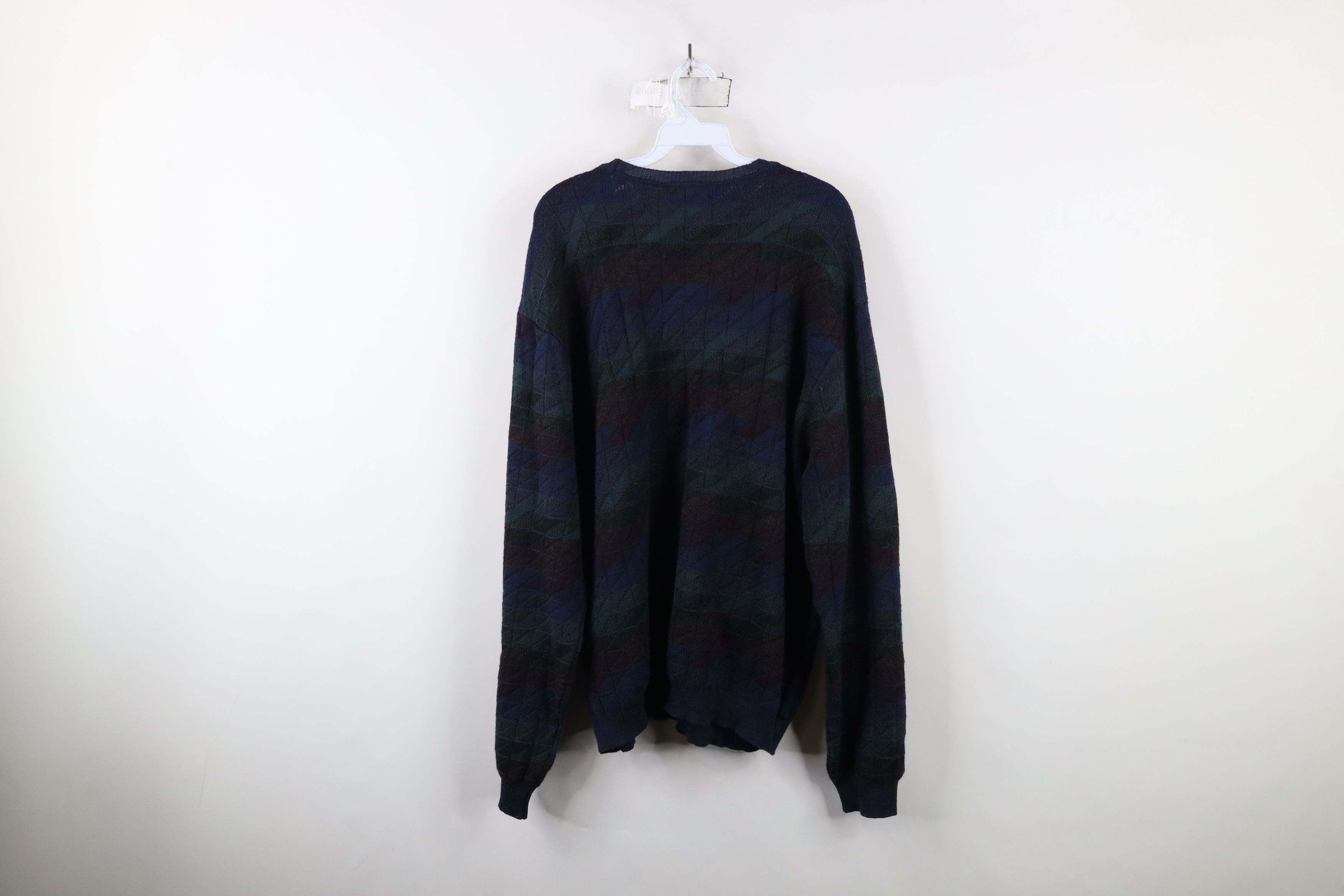 Vintage Vintage 90s Coogi Style Wool Rainbow Checkered Knit Sweater Size US XXL / EU 58 / 5 - 9 Thumbnail