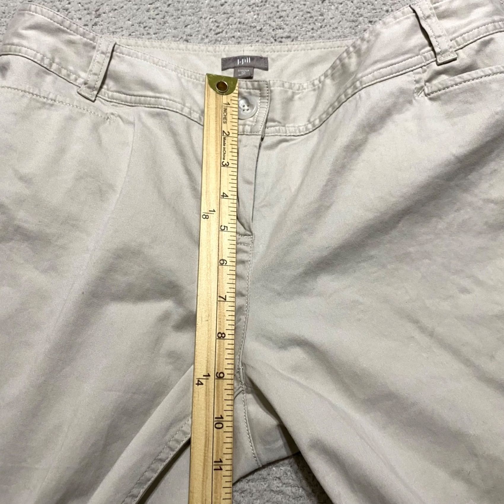 J. Jill J. Jill Womens Pants 12P Light Beige Straight Chino Mid Rise Stretch Petites Casual Travel Business Size 24" / US 00 / IT 34 - 7 Thumbnail