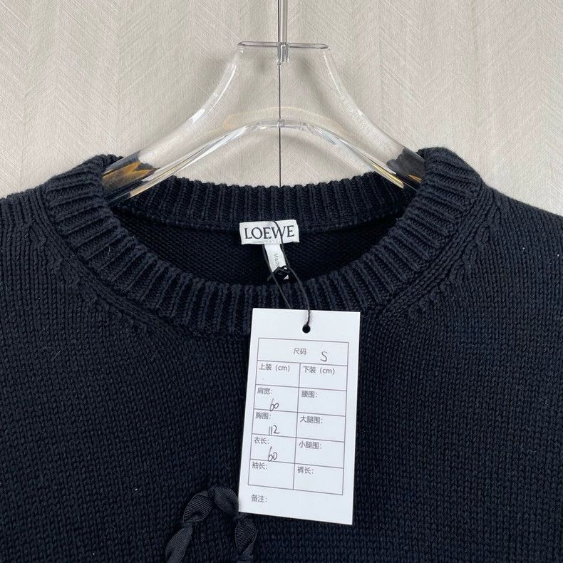 Loewe Loewe Ribbed black sweater with ribbon embroidered logo Size S / US 4 / IT 40 - 2 Thumbnail