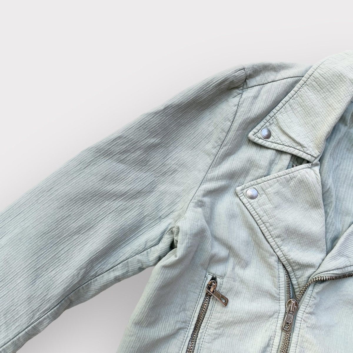 Raf Simons × Raf by Raf Simons SS06 Seersucker Cotton Biker Jacket Size US S / EU 44-46 / 1 - 5 Thumbnail
