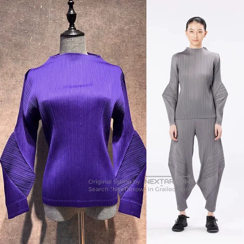 Issey Miyake Issey Miyake Purple Twist Top Size L / US 10 / IT 46 - 1 Thumbnail