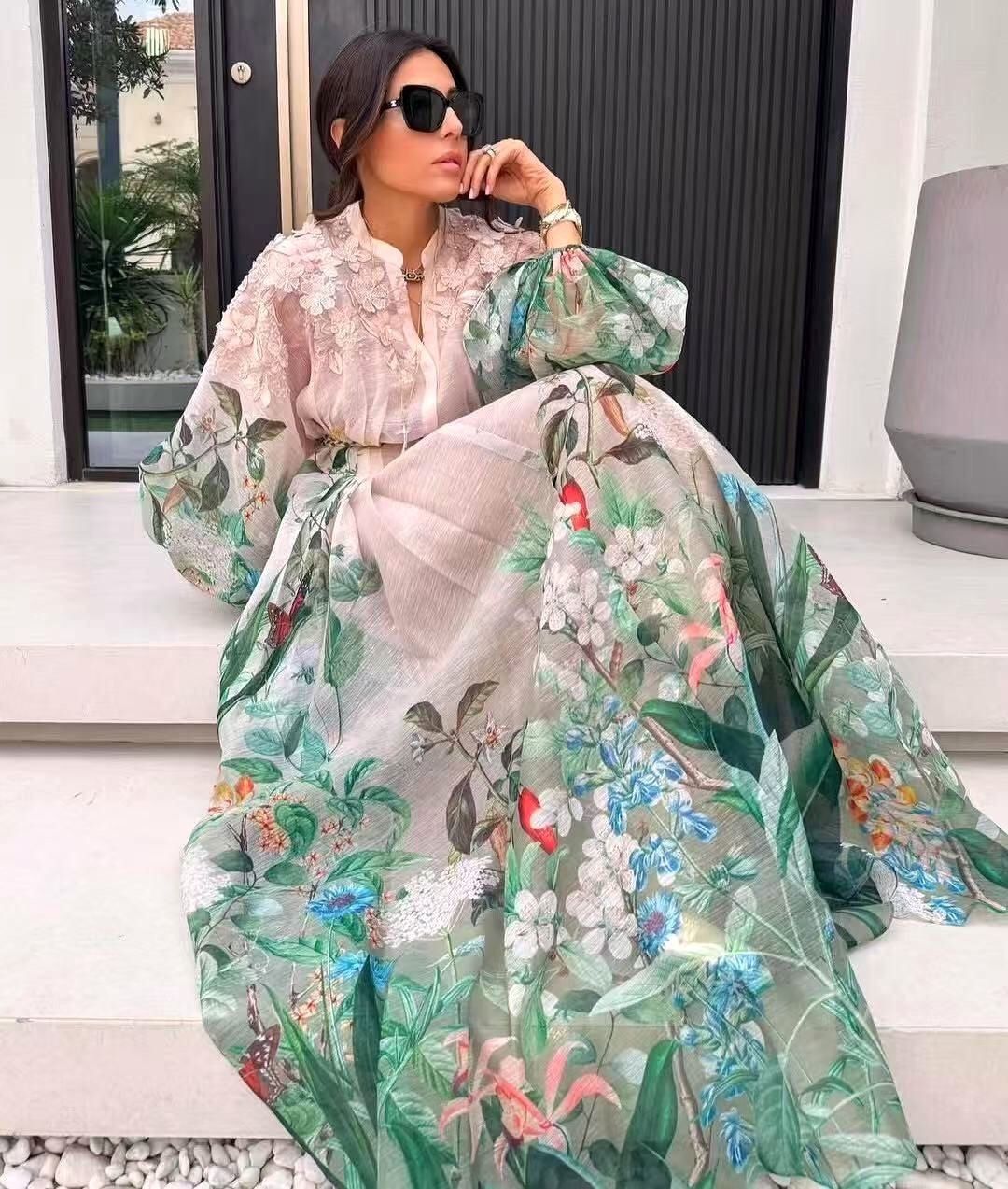 Zimmermann Zimmermann Green Floral Maxi Dress with inner dress| pockets Size XL / US 12-14 / IT 48-50 - 3 Thumbnail