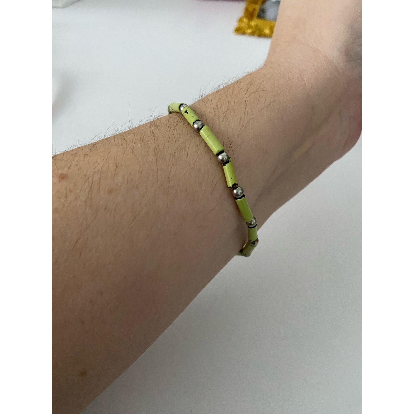 Other Handmade silver and lime green bead bracelet Size ONE SIZE - 2 Thumbnail