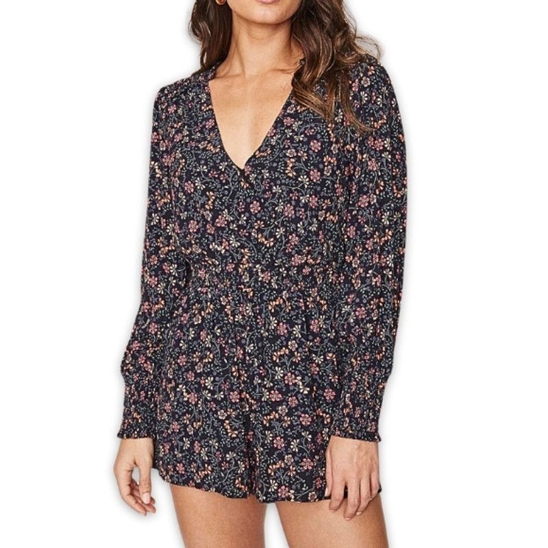 Other Lost And Wander Romper Long Sleeve Pockets Floral Black M Size 30" / US 8 / IT 44 - 1 Thumbnail