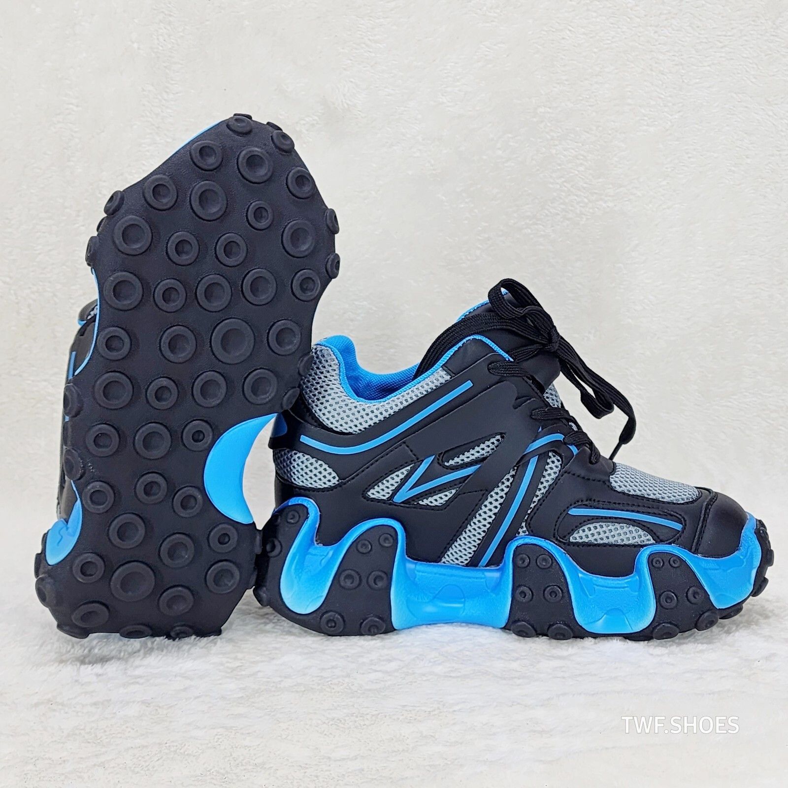 Other Anthony Wang Alien Black & Blue Hidden Wedge Platform Sneake Size US 8.5 / IT 38.5 - 3 Thumbnail