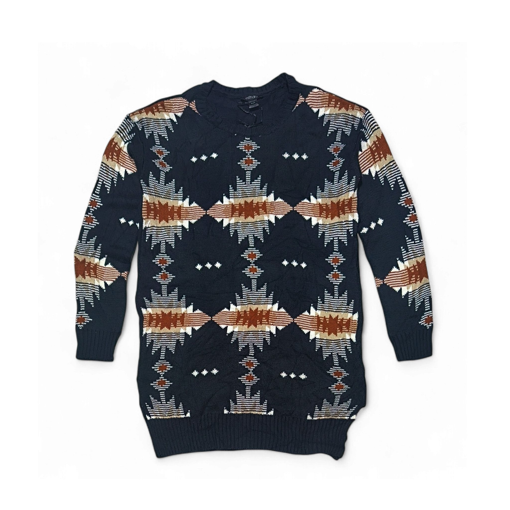 Vintage 90s ESMARA Women's Ethnic Striped Long Knit Sweater