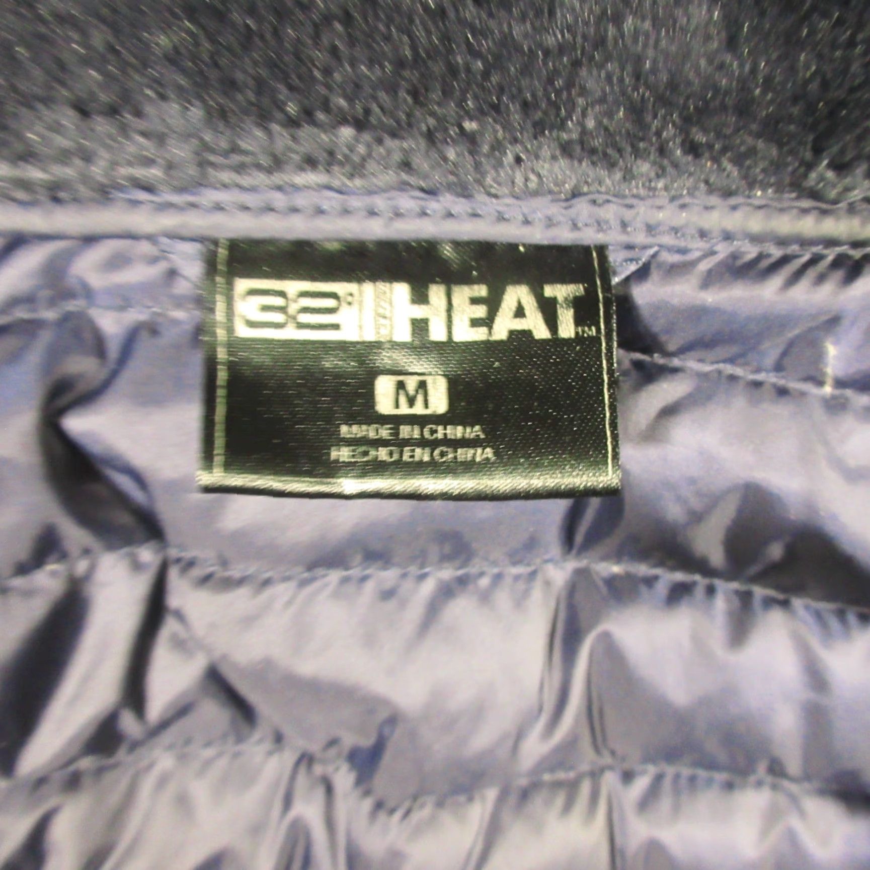 Vintage 32 Degrees Heat Puffer Fleece Jacket Womens M Navy Ultralight Mixed Media EUC Size M / US 6-8 / IT 42-44 - 3 Thumbnail