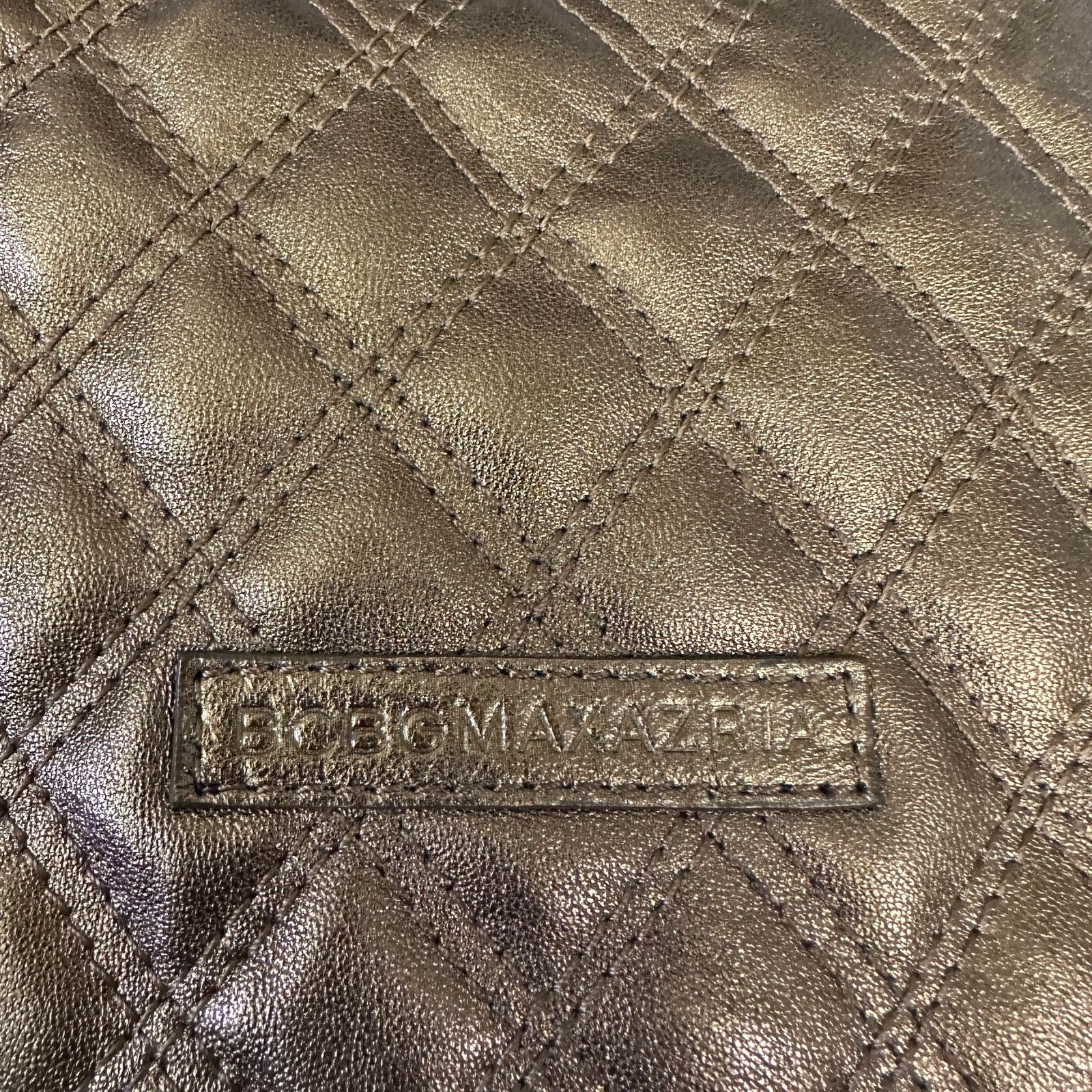 Bcbgmaxazria Gold Bronze Look Quilted Purse Black Velvet Bow Chain Size ONE SIZE - 6 Thumbnail
