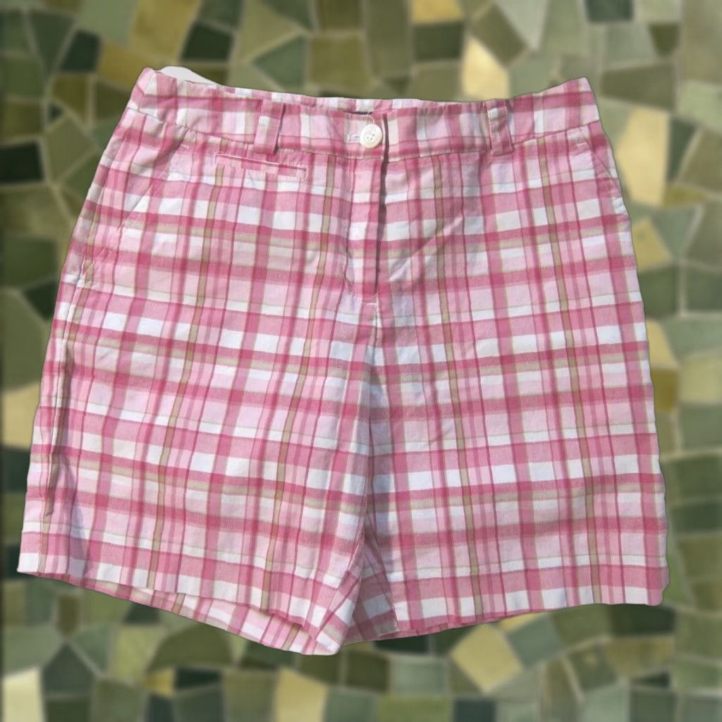Jones New York Jones New York Signature Cotton Stretch Pink Plaid Flat Front Chino Shorts 4/S Pink 28" waist Women Size 28" / US 6 / IT 42 - 1 Thumbnail