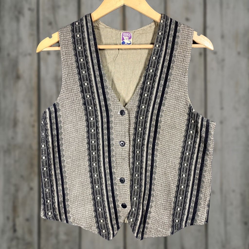 Vintage VINTAGE Yessica Vest Women L 60s 70s 100% Cotton Gray Hippie Boho Vest Womens Size L / US 10 / IT 46 - 1 Thumbnail
