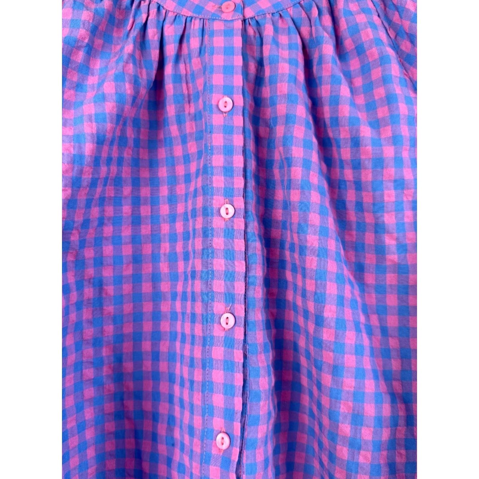 Pinko HYACINTH HOUSE Pink Blue Textured Gingham Rosie Blouse Coastal Preppy Womens Small Size S / US 4 / IT 40 - 2 Thumbnail