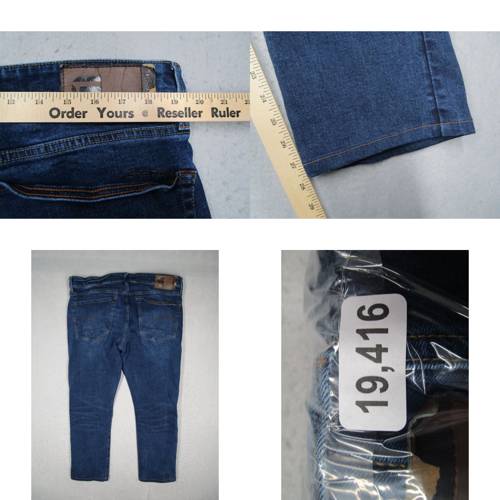 G-Star G-Star RAW 3301 Jeans Mens 38x32 Straight Denim Button Fly 5-Pocket Blue City Hipster Motorcycle Mens Size US 38 / EU 54 - 8 Thumbnail