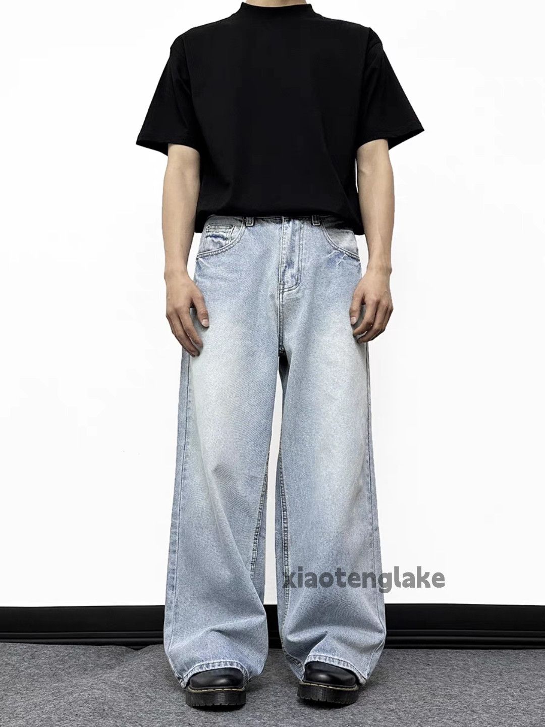 Jean Unisex washed retro faded cleanfit yuppie baggy jeans Size US 32 / EU 48 - 4 Thumbnail