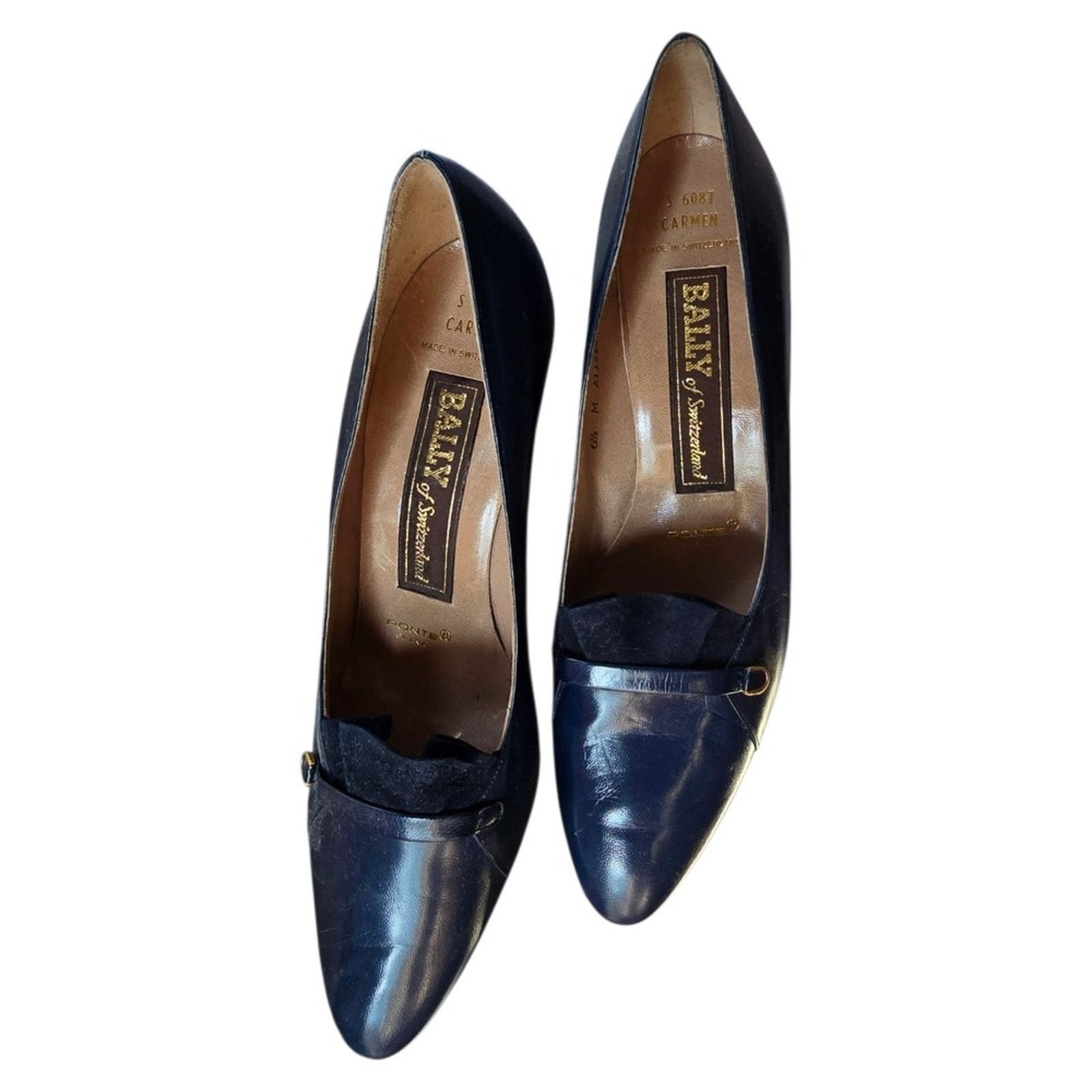 Bally Deadstock Bally Switzerland Navy Leather Pumps Classic 6.5 Size US 6.5 / IT 36.5 - 8 Thumbnail