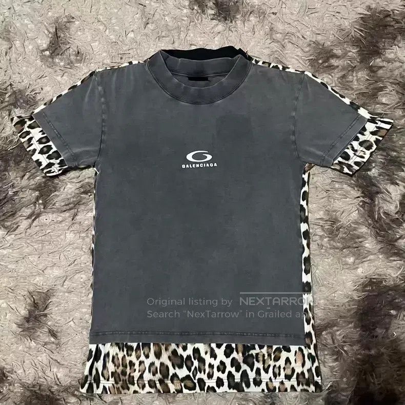 Balenciaga Balenciaga Leopard Print Patchwork Short Sleeve Size US XL / EU 56 / 4 - 1 Thumbnail