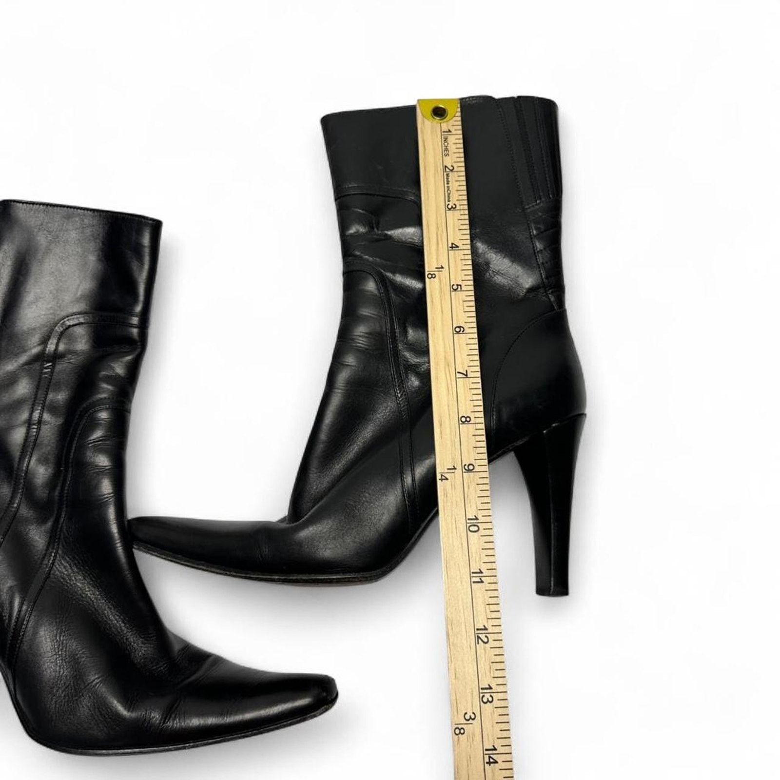 Other Via Spiga Print Black Leather High Heel Boots Size 7 Women Size US 7 / IT 37 - 4 Thumbnail