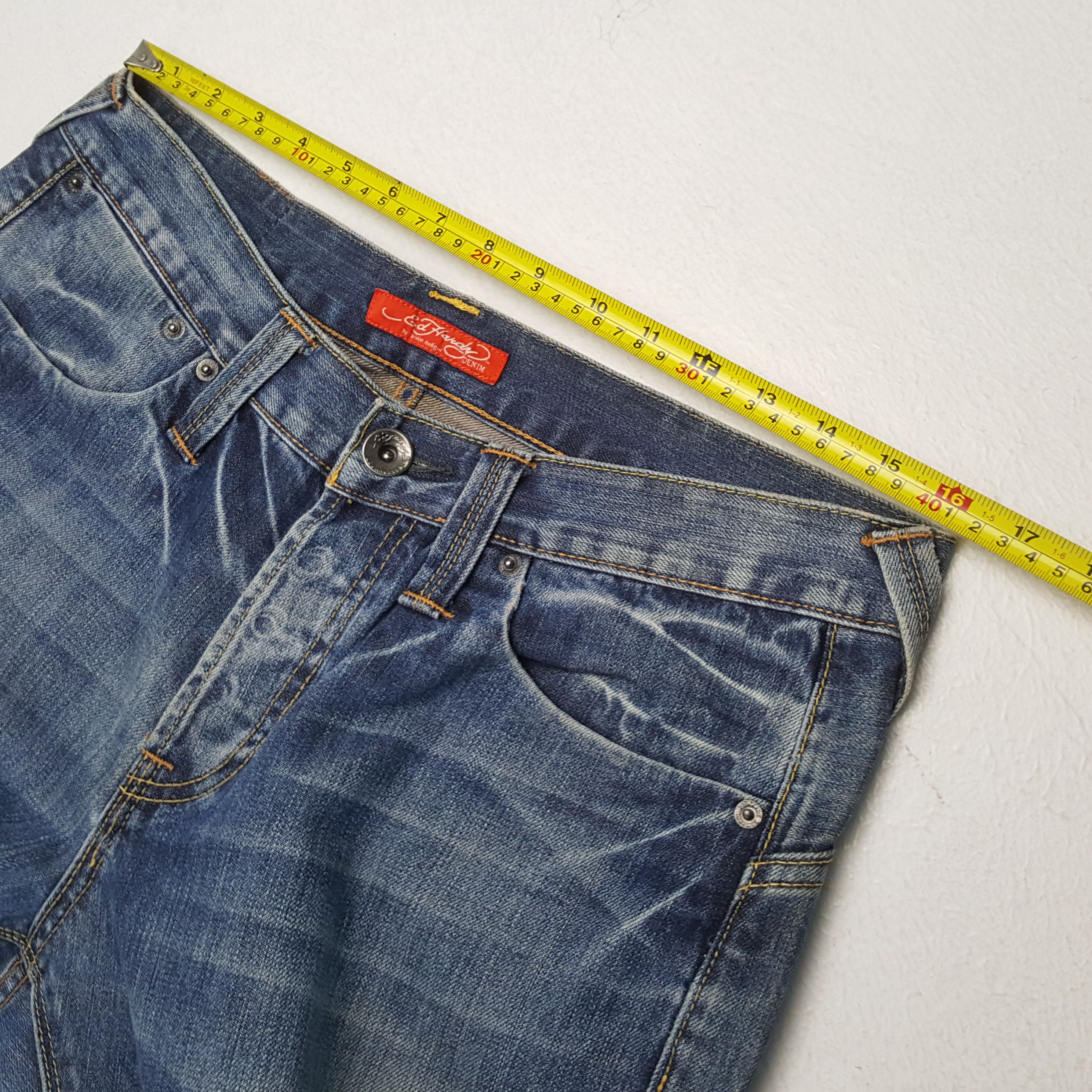 Christian Audigier × Ed Hardy × Vintage ED HARDY by Christian Audigier Rare Pocket Custom Art Jeans Size US 32 / EU 48 - 7 Thumbnail