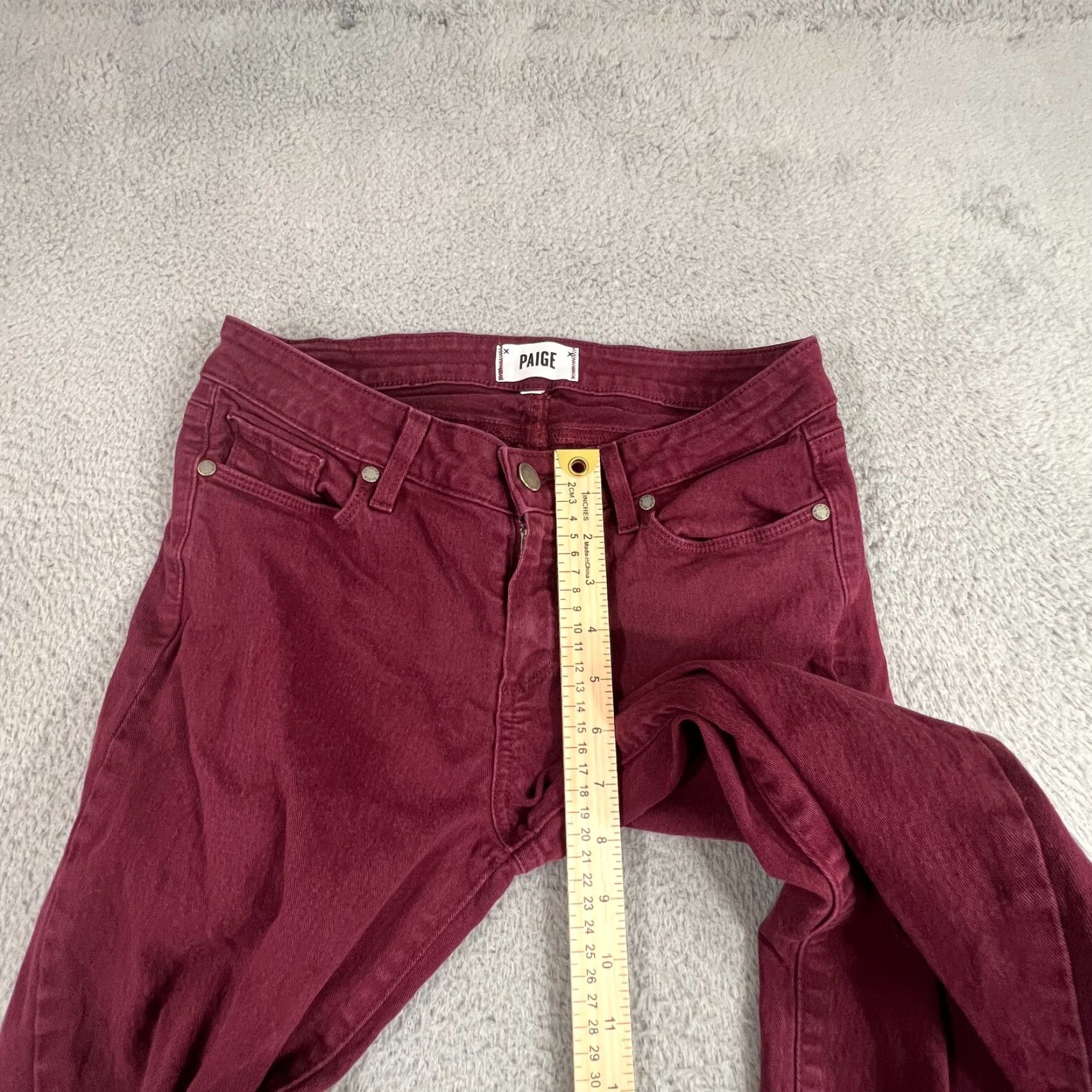Paige VINTAGE Paige Jeans Womens 29 Verdugo Ankle Skinny Red Mid Rise Stretch Jeans Adult Regular 29 in Inseam 27 in Slim Womens Size 29" - 3 Thumbnail