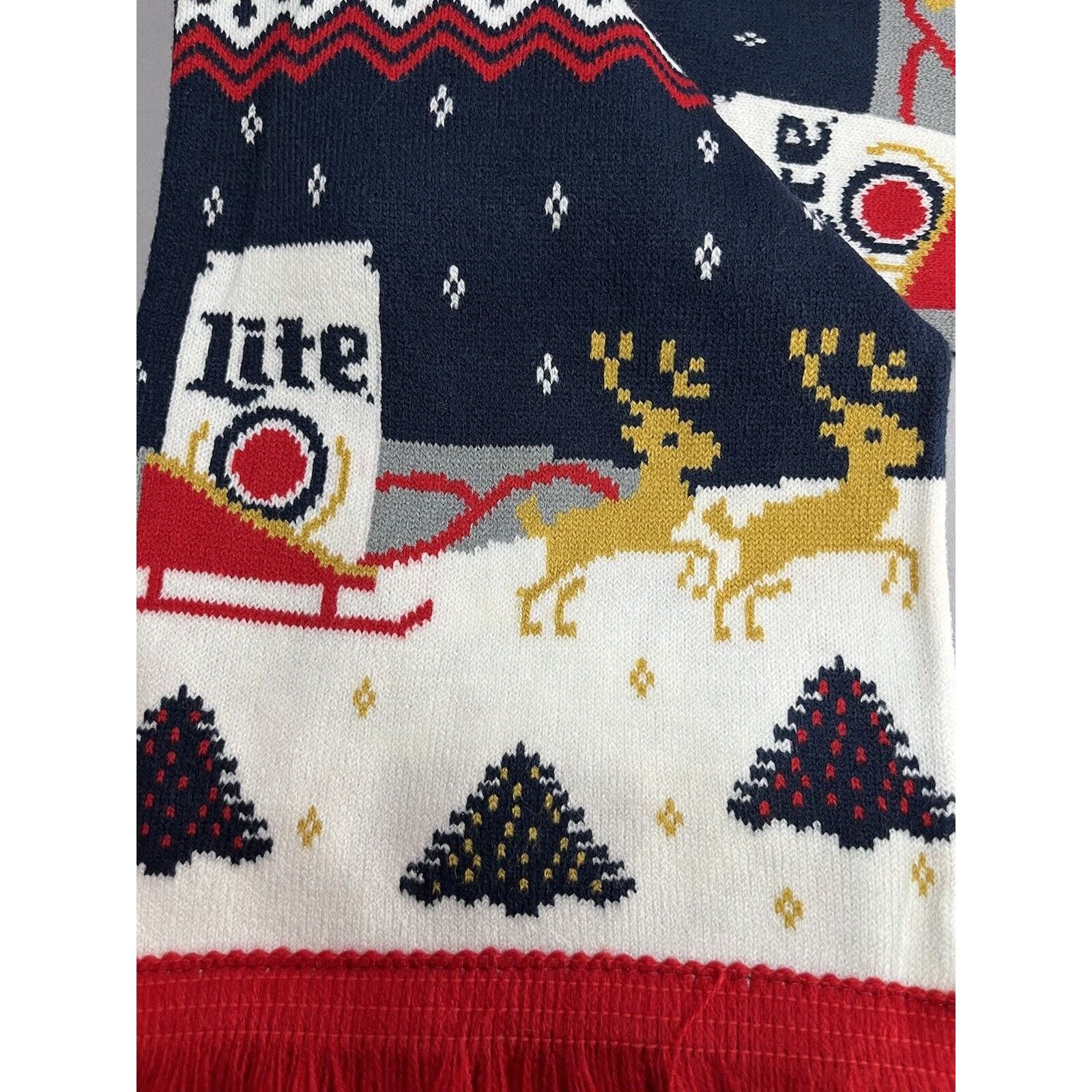 Other Miller Light Beer Knit Holiday Scarf Ugly Christmas Sweater Size ONE SIZE - 5 Thumbnail