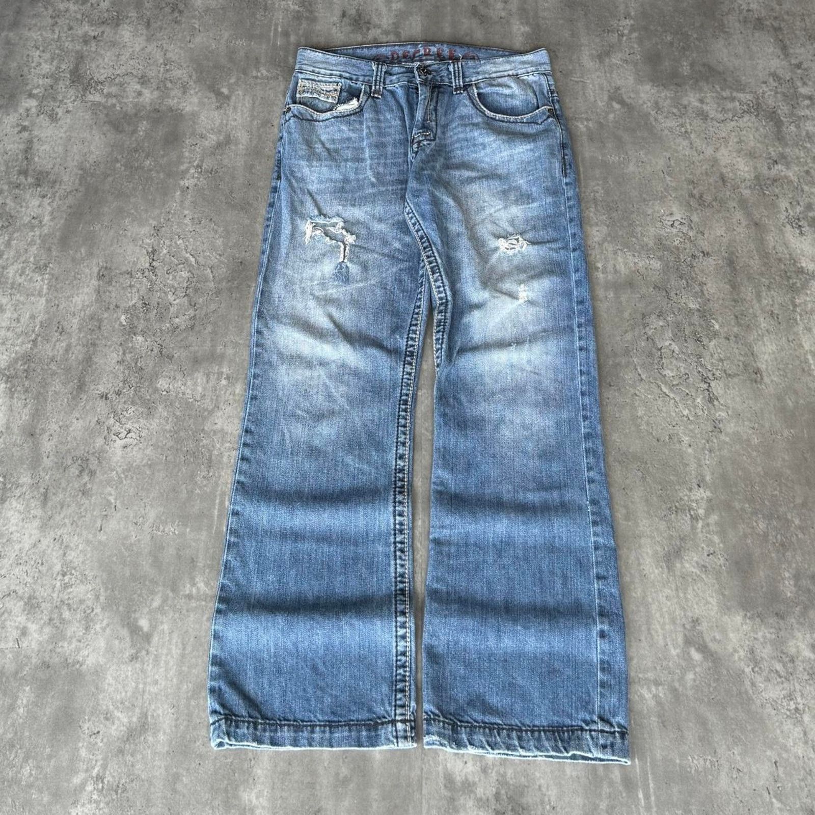Affliction × Decree Vintage Y2K Affliction Style Boot Cut Grunge Opium Jeans Size US 34 / EU 50 - 2 Thumbnail