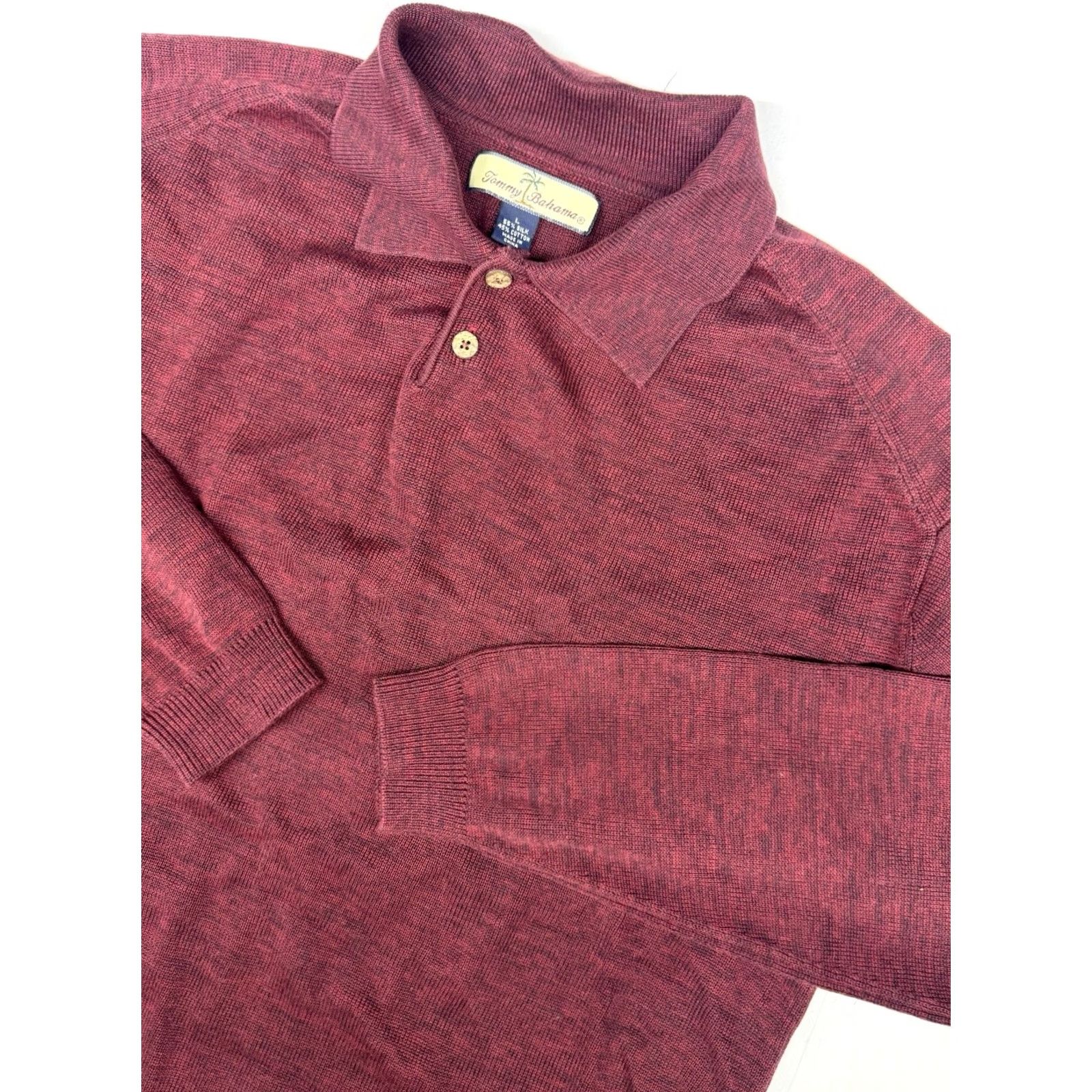 Tommy Bahama Tommy Bahama Mens Silk Cotton Blend Knit Polo Shirt Sweater Pullover Red Size L Mens Size US L / EU 52-54 / 3 - 2 Thumbnail