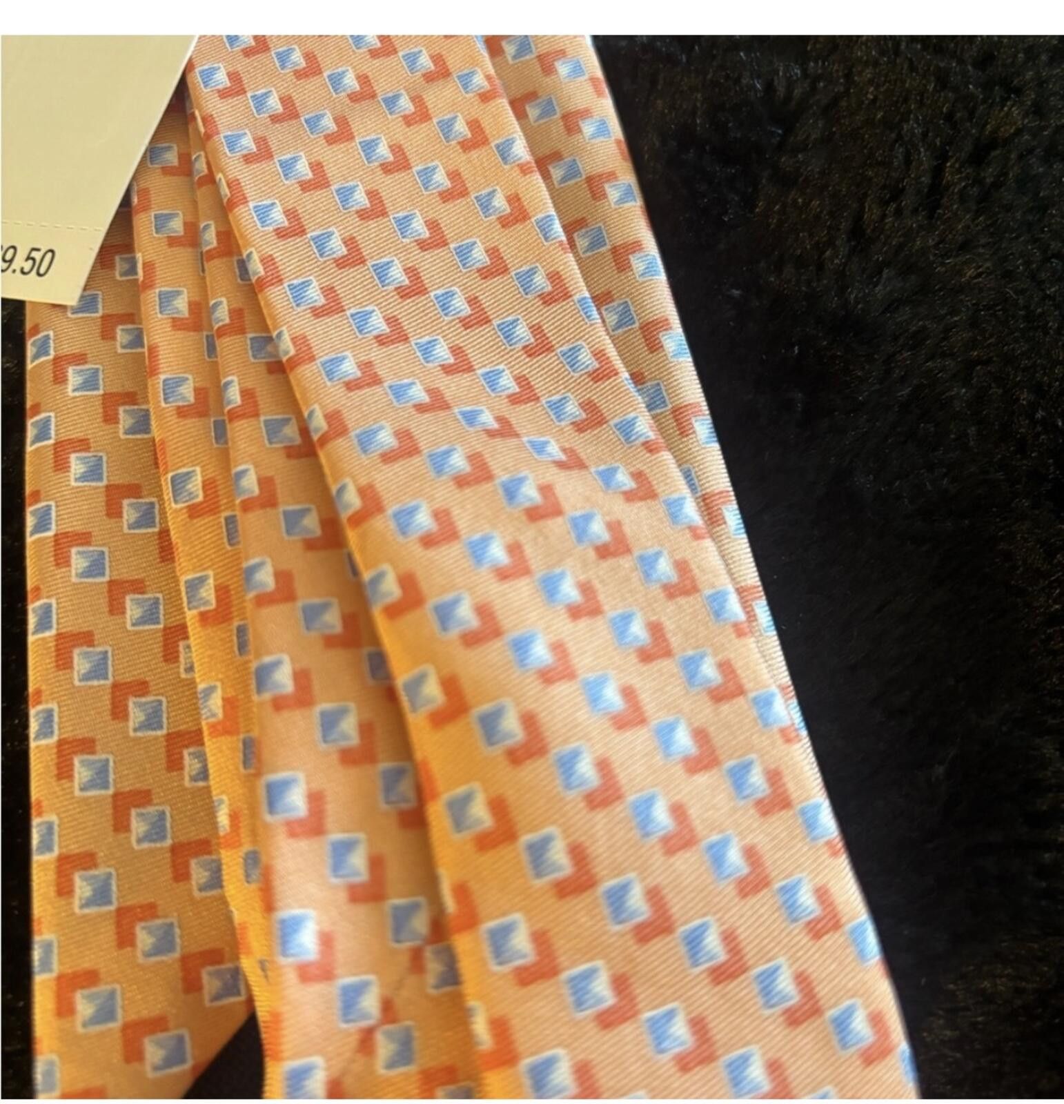 Michael Kors (Michael Kors) Orange and White Textured Tie Size ONE SIZE - 6 Thumbnail