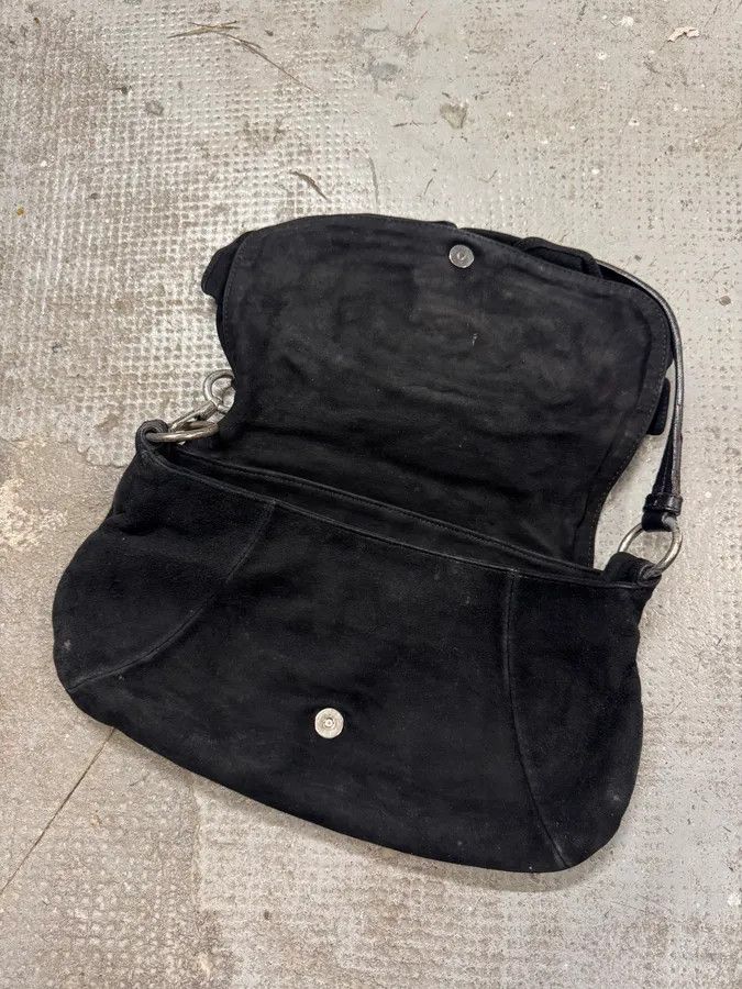 Saint Laurent Paris 2000s Yves Saint Laurent Flowers Black Suede Leather Handle Bag Size ONE SIZE - 9 Thumbnail
