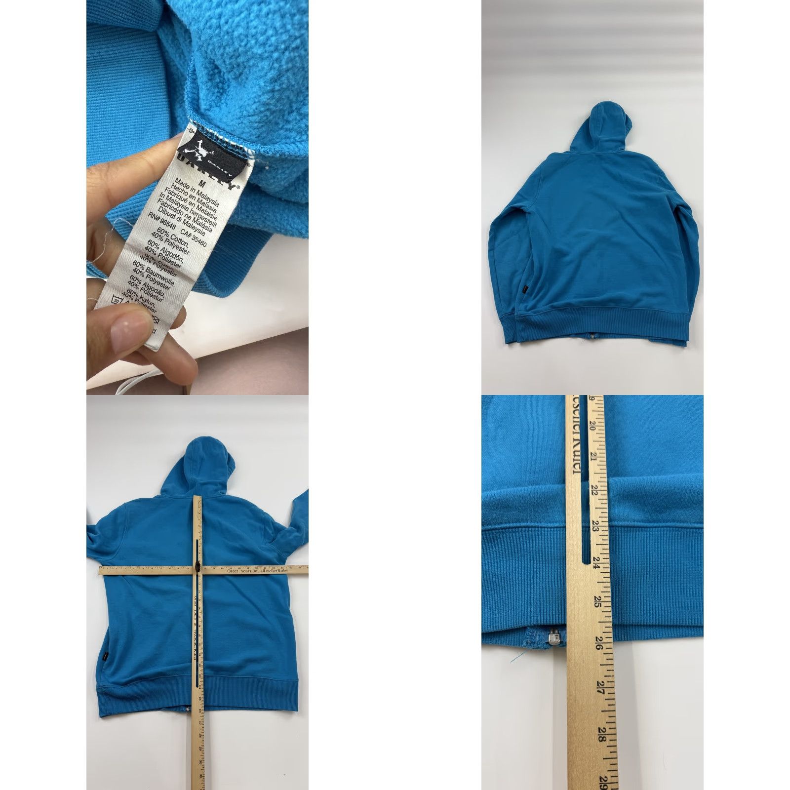 Oakley Oakley Hoodie Mens Medium Full Zip Sweatshirt Blue Graphic Print Logo Pullover Jacket Sports Outdoor All Seasons Zip Size US M / EU 48-50 / 2 - 8 Thumbnail
