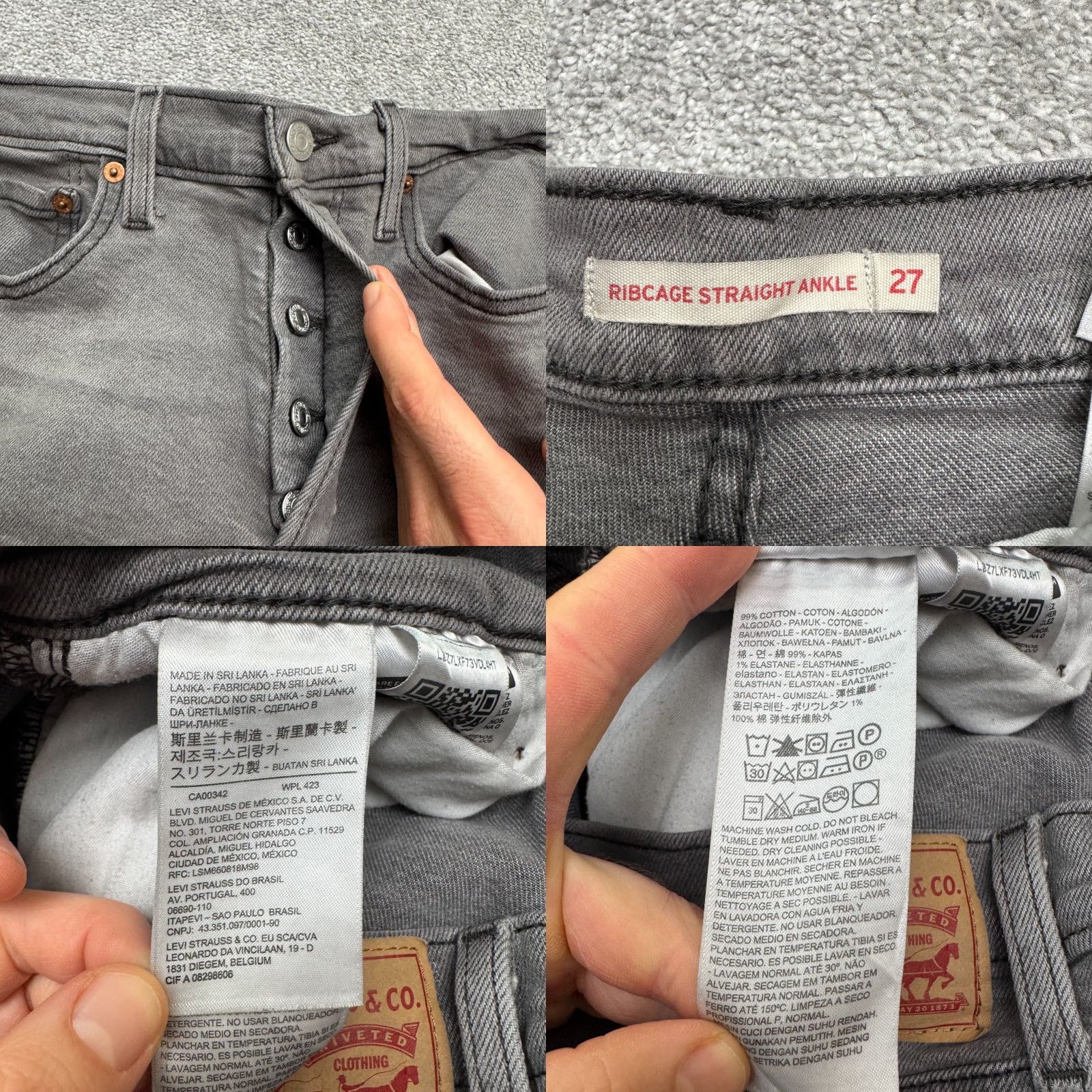 Levi's Levi's Ribcage Straight Leg Ankle Denim Jeans Women 27 Gray Button Fly High Rise City Streetwear - Mens? Size 27" / US 4 / IT 40 - 8 Thumbnail